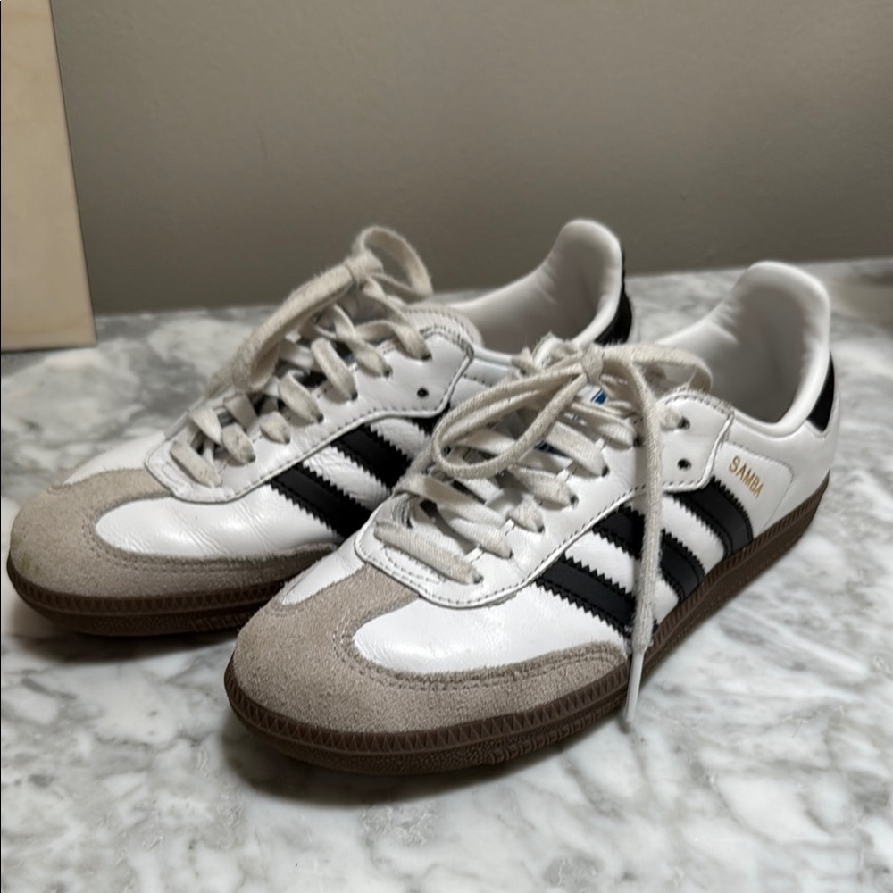 Adidas White and Black Samba Sneakers